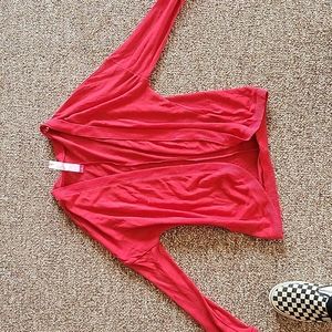 Red cardigan